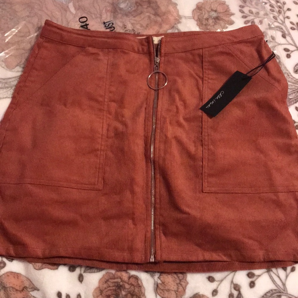Corduroy zip skirt